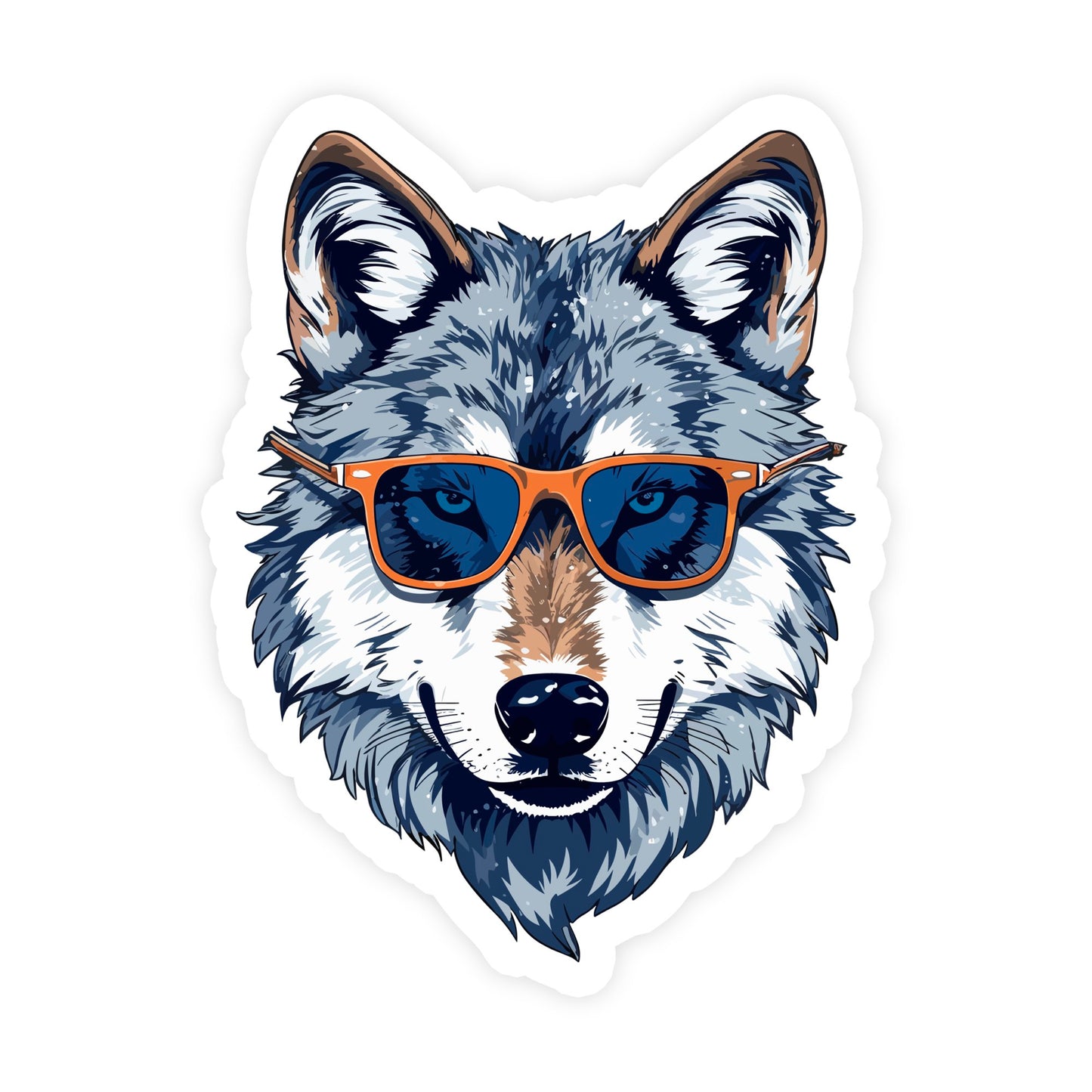 Cool Wolf With Glasses Sticker