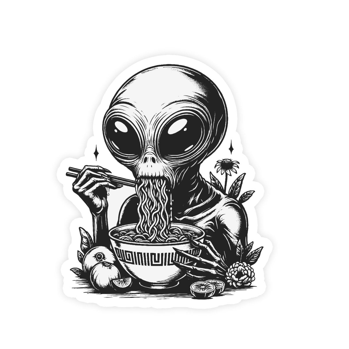 Alien Ramen Sticker - stickerbull