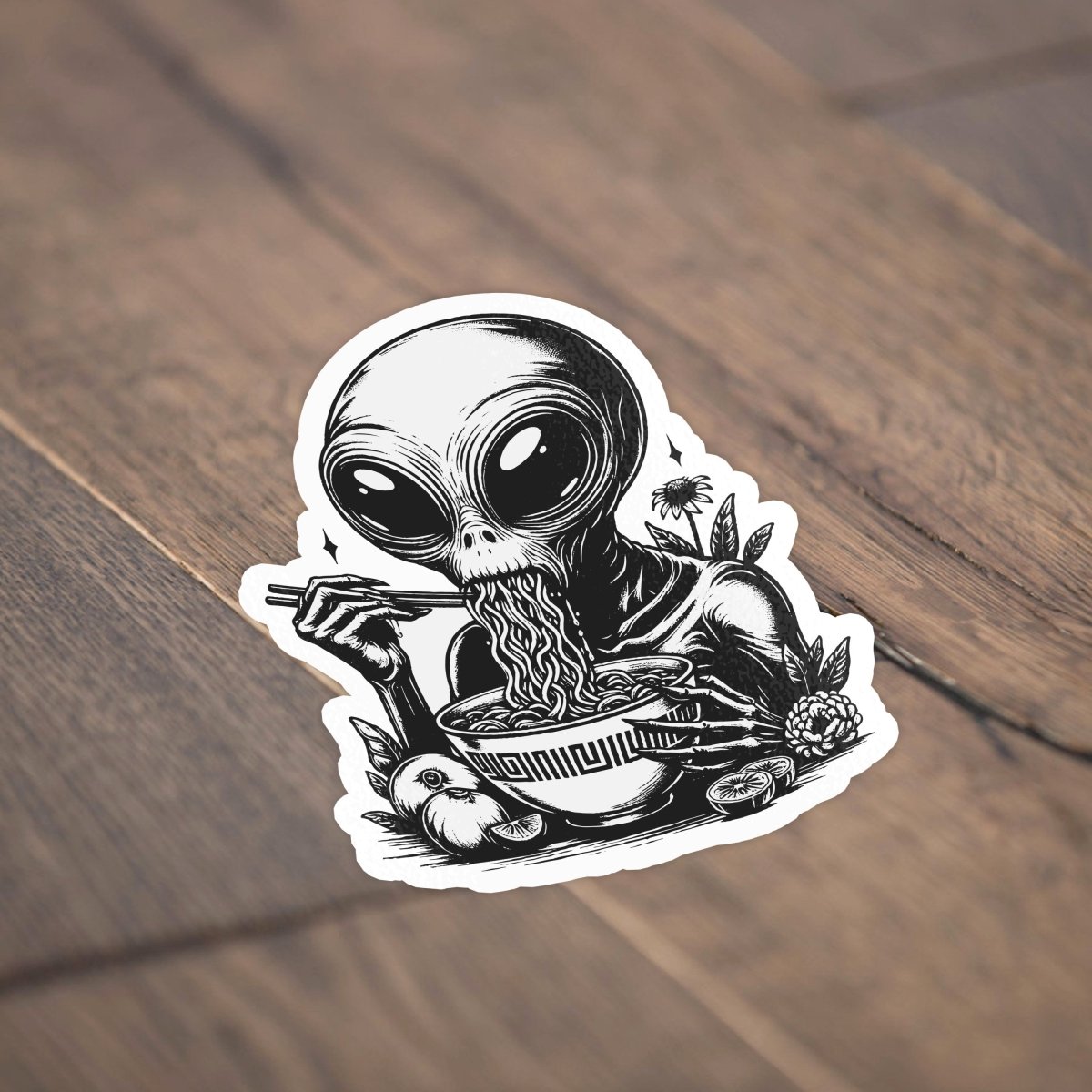 Alien Ramen Sticker - stickerbull