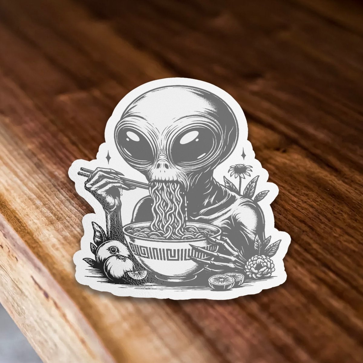 Alien Ramen Sticker - stickerbull