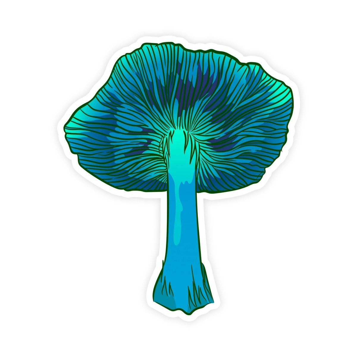 Blue Hand Drawn Illustrated Mushroom Sticker - stickerbull