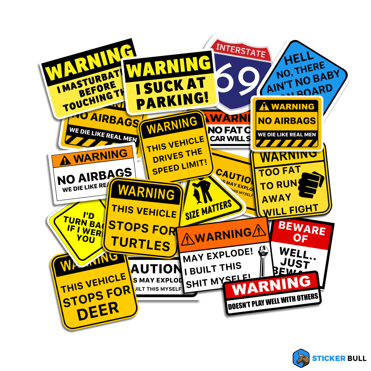 Caution Sign Sticker Pack Warning Sign Stickers - stickerbull