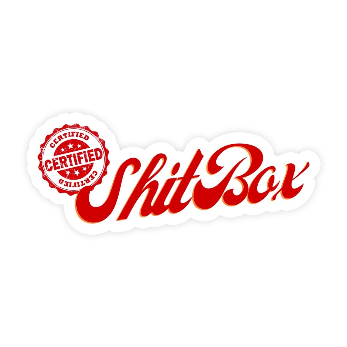 Certified Shit Box Funny Car Sticker - stickerbull