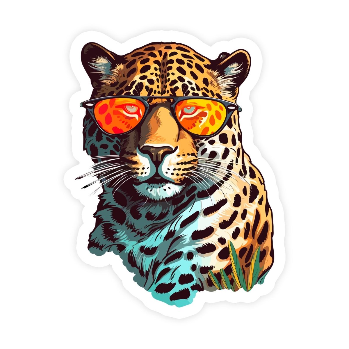 Cool Cheetah With Glasses Sticker - stickerbull