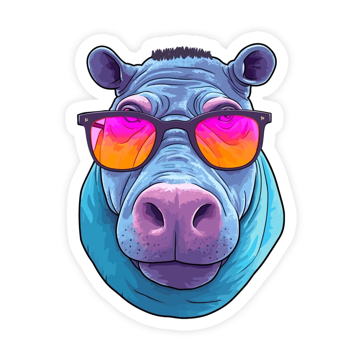 Cool Hippo With Glasses Sticker - stickerbull