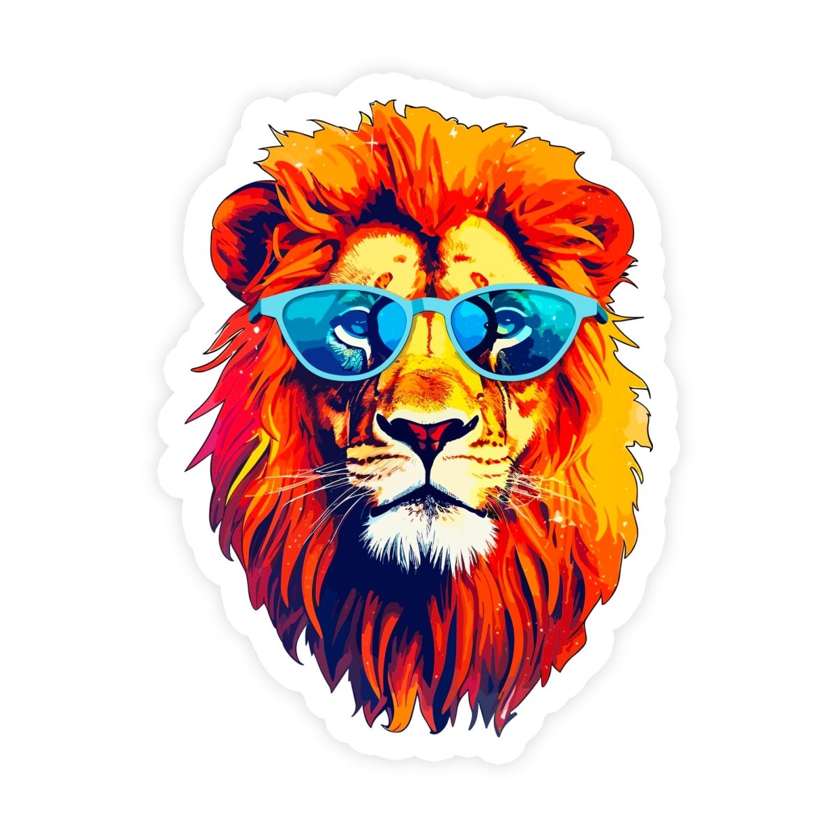 Cool Lion With Glasses Sticker - stickerbull