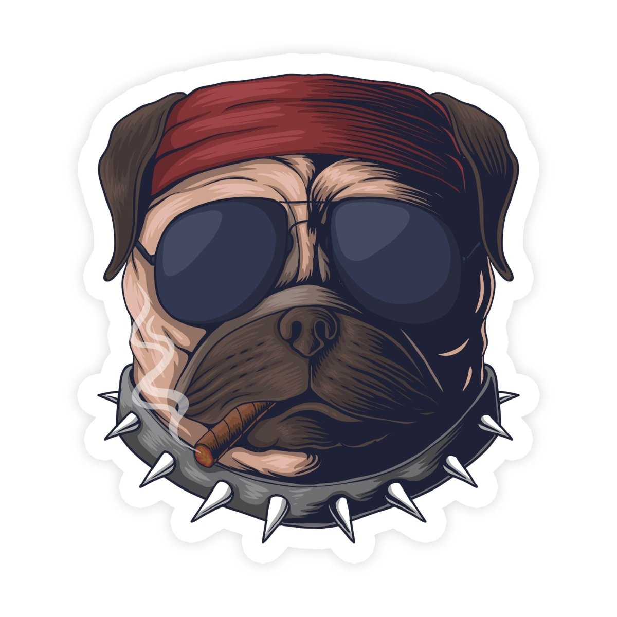 Cool Pug With Glasses Sticker - stickerbull