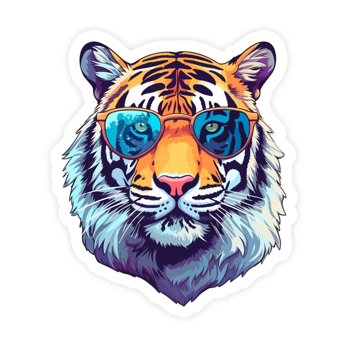 Cool Tiger With Glasses Sticker - stickerbull