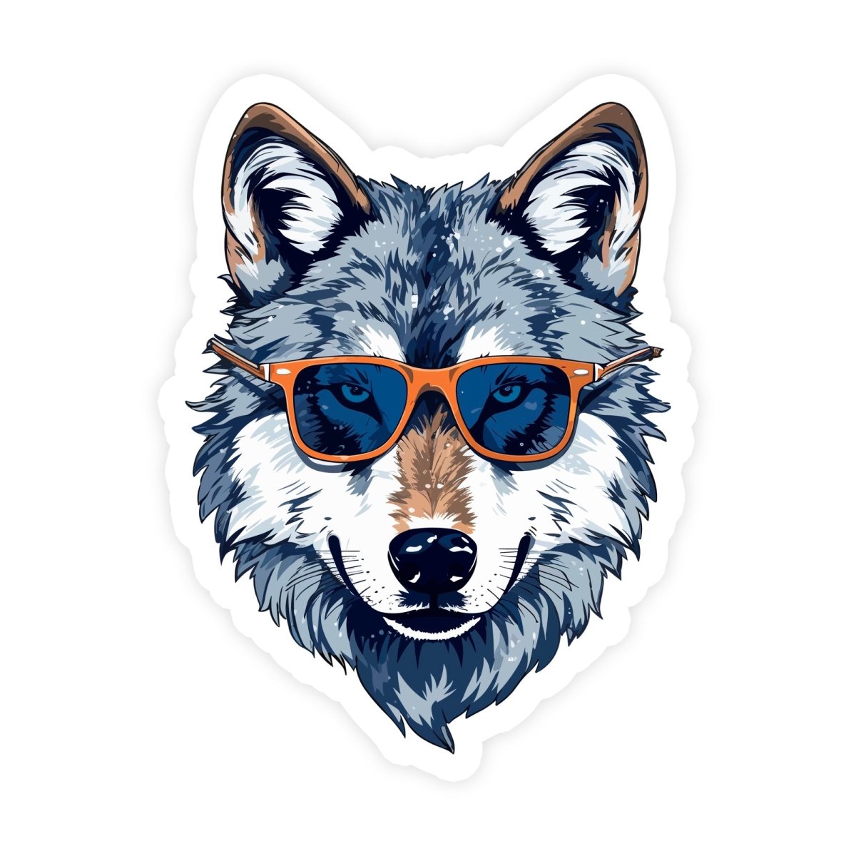 Cool Wolf With Glasses Sticker - stickerbull