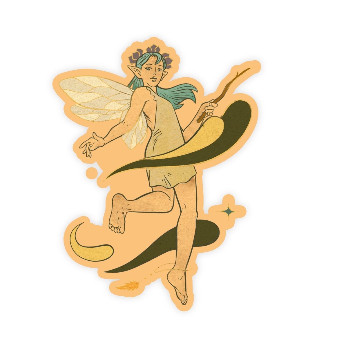 Hand Drawn Illustrated Cute Fairy Pixie Sticker - stickerbull