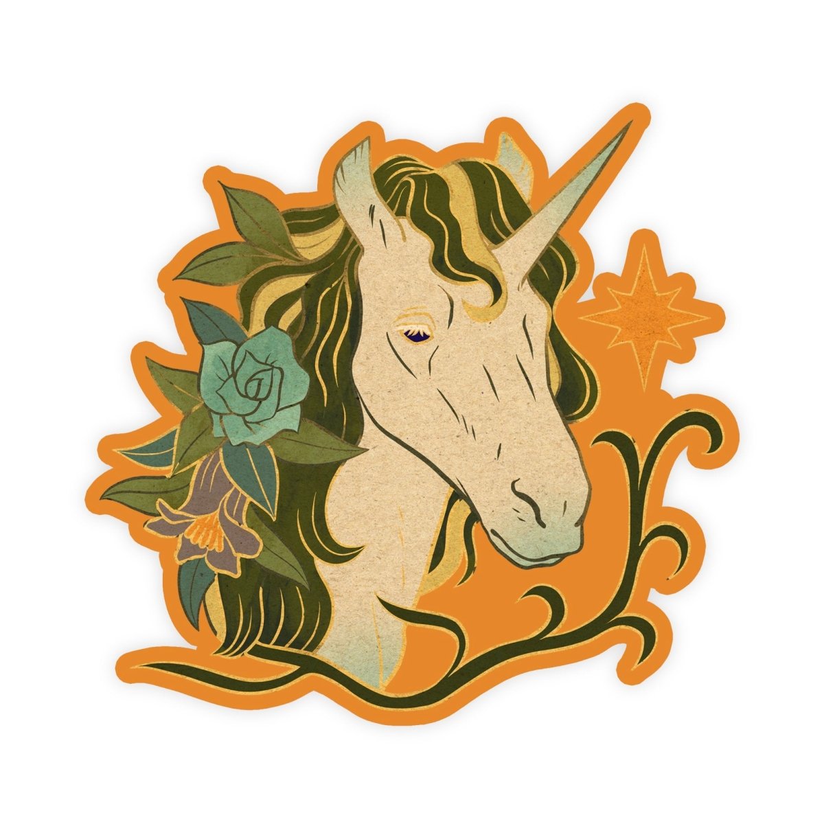 Hand Drawn Illustrated Cute Unicorn Sticker - stickerbull