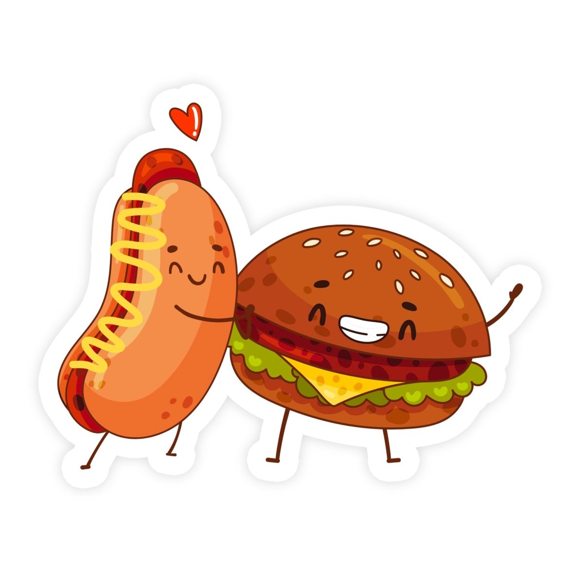 Hot Dog And Burger Love - stickerbull