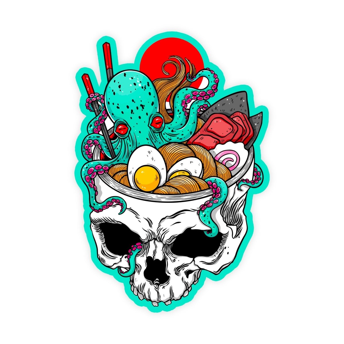 Japanese Style Art Ramen Skull Sticker - stickerbull