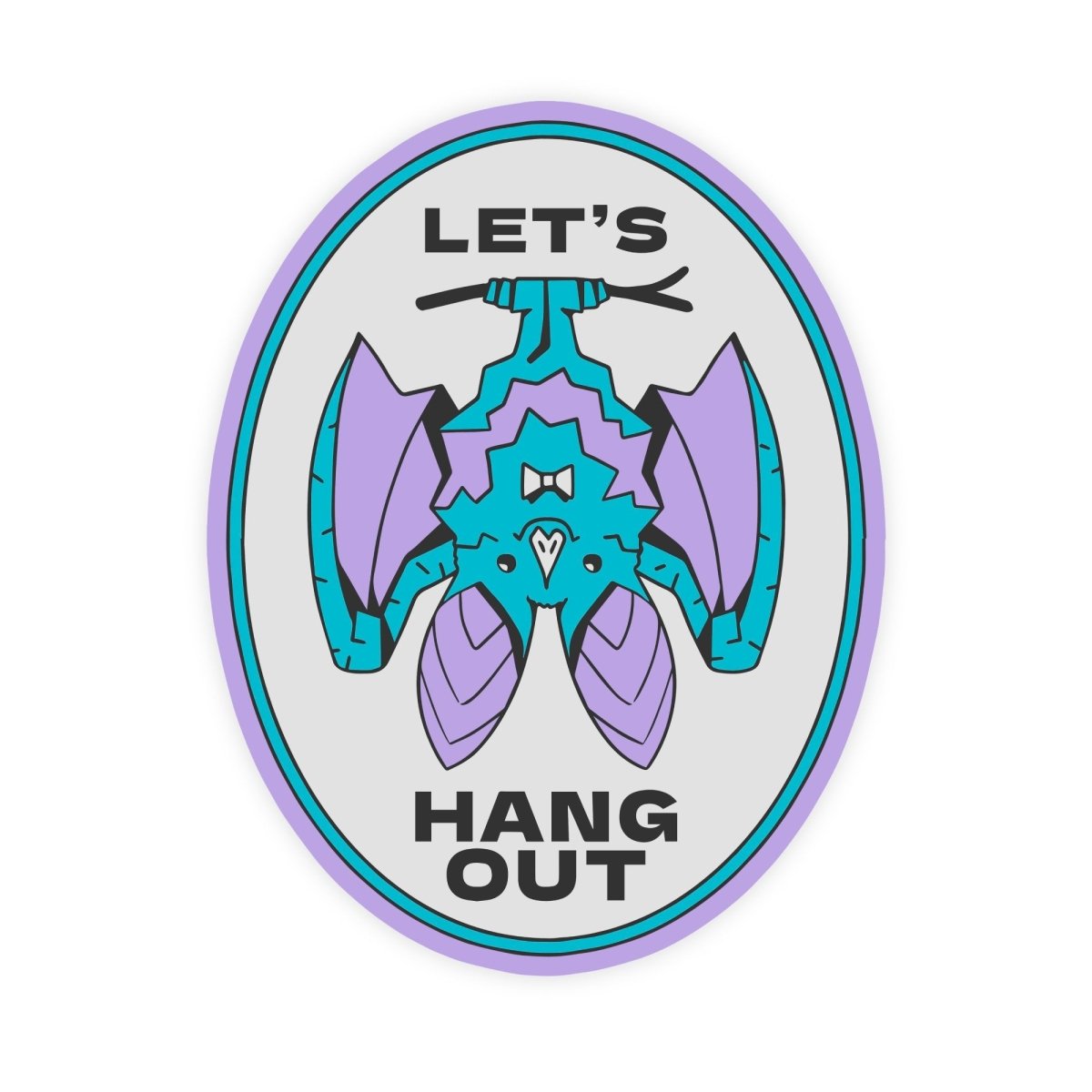 Let's Hang Out Cute Bat Animal Sticker - stickerbull