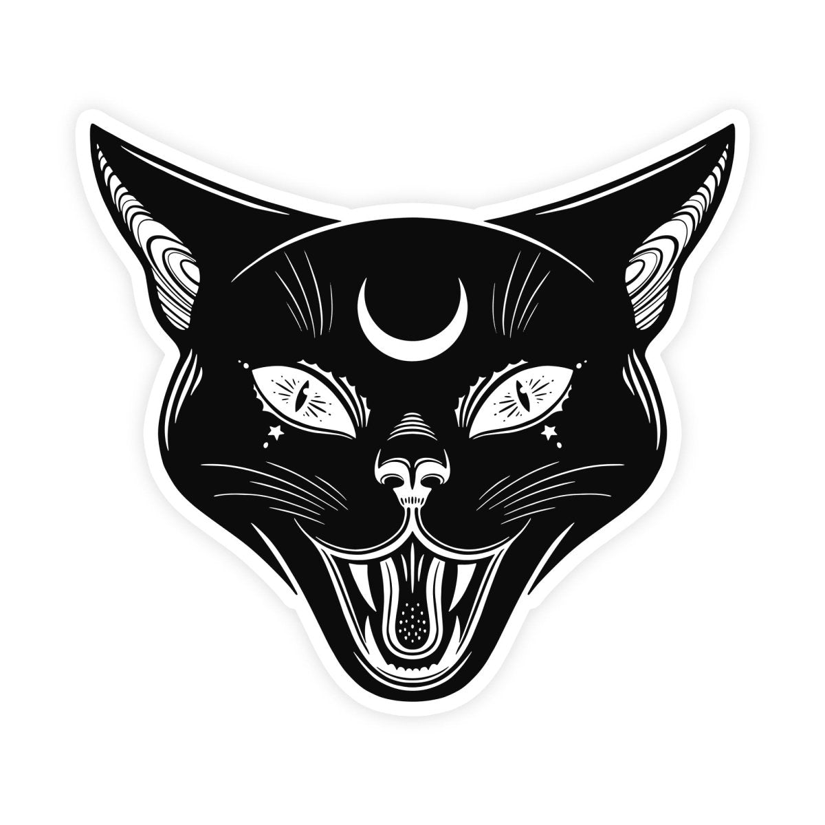 Mystic Cat Moon Occult Halloween Sticker - stickerbull