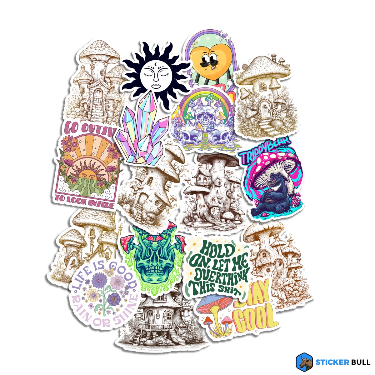 Trippy Sticker Pack Mushroom Hippie Stickers - stickerbull