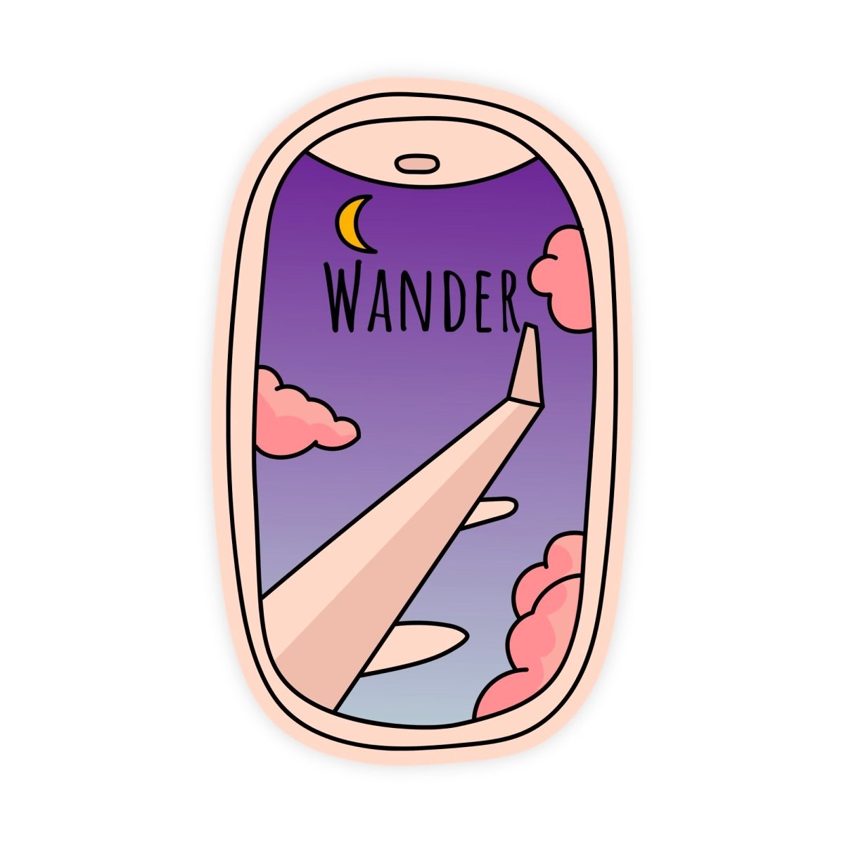 Wander Hand Drawn Cute Airplane Window Sticker - stickerbull