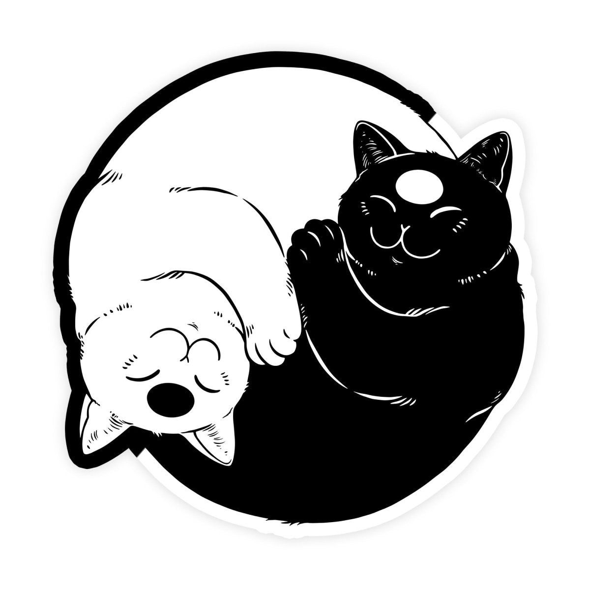 Yin And Yang Sign Cute Cats Stickers - stickerbull