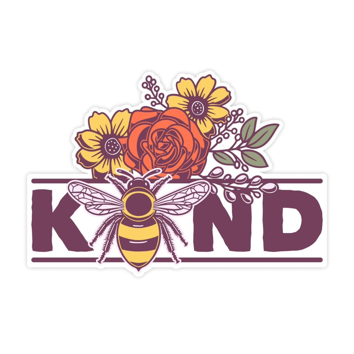 Bee Kind, Be Kind Cute Bee Sticker - stickerbull