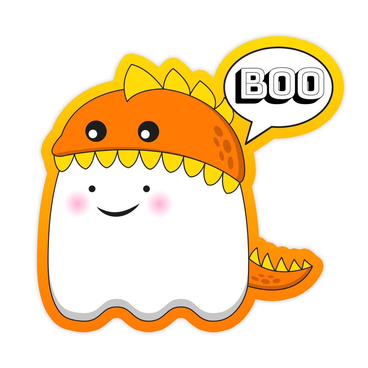 Boo Cute Dinosaur Ghost Halloween Sticker - stickerbull