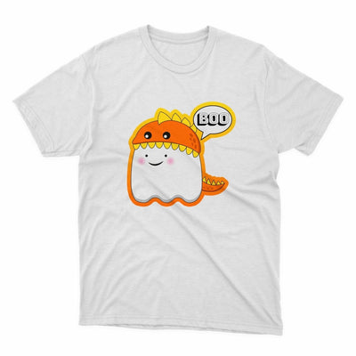 Boo Dinosaur Ghost Shirt - stickerbullBoo Dinosaur Ghost ShirtShirtsPrintifystickerbull30594417155323470027WhiteSa white t - shirt with a cartoon character on it