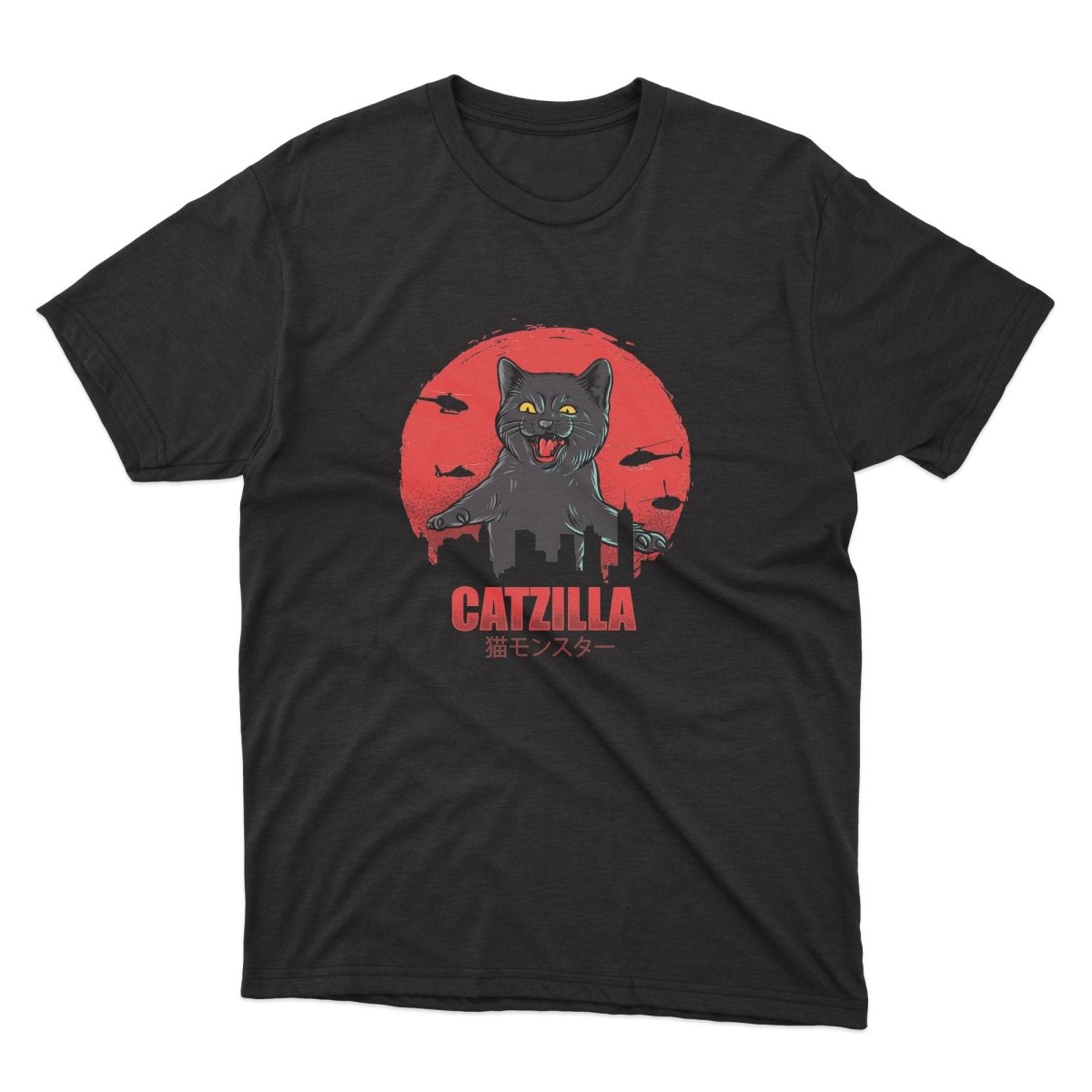 Catzilla Shirt - stickerbullCatzilla ShirtShirtsPrintifystickerbull24040495794378175792BlackSa black t - shirt with an image of a cat on it