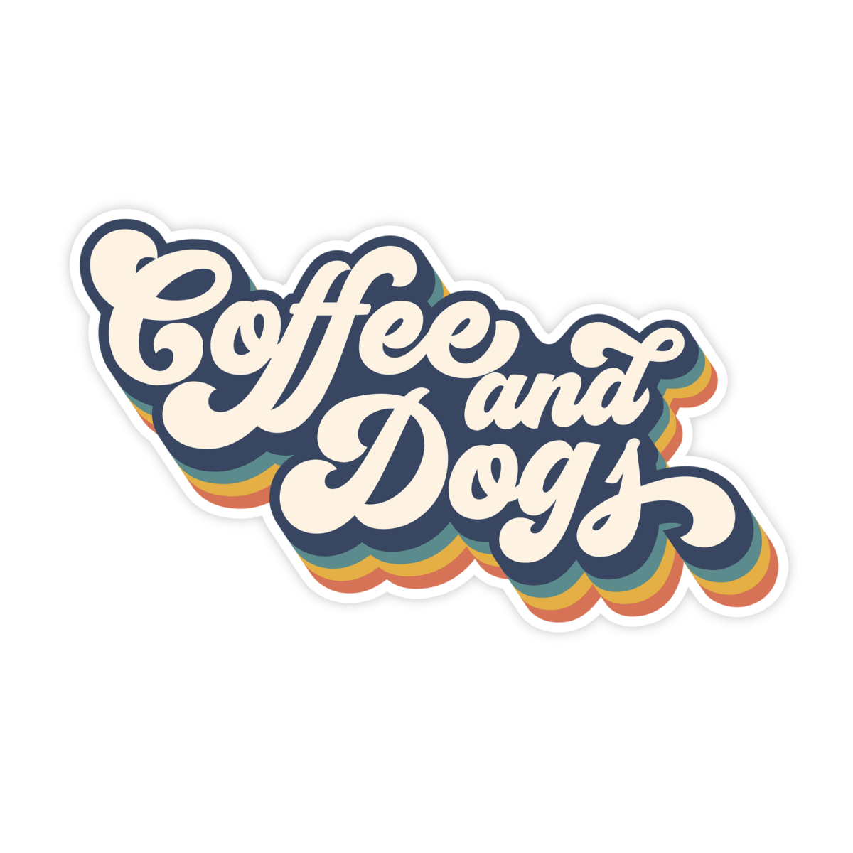 Coffee And Dogs Retro Vintage Sticker - stickerbull