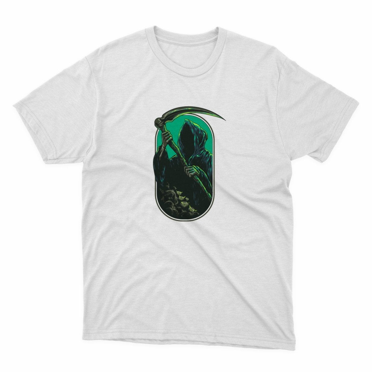 Cool Grim Reaper Teal Shirt - stickerbullCool Grim Reaper Teal ShirtShirtsPrintifystickerbull24823210201965547752WhiteSa white t - shirt with an image of a creature on it