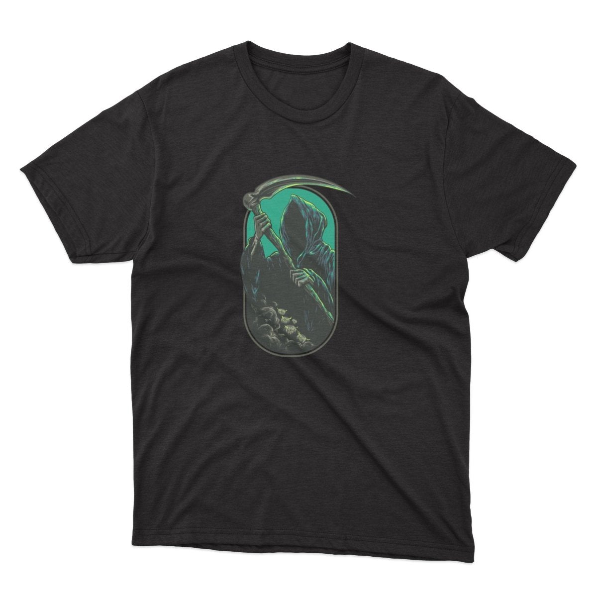 Cool Grim Reaper Teal Shirt - stickerbullCool Grim Reaper Teal ShirtShirtsPrintifystickerbull22980317591779796081BlackSa black t - shirt with an image of a man holding a sword