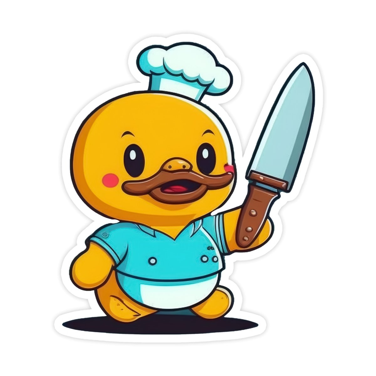 Duck Holding Knife Sticker - stickerbull