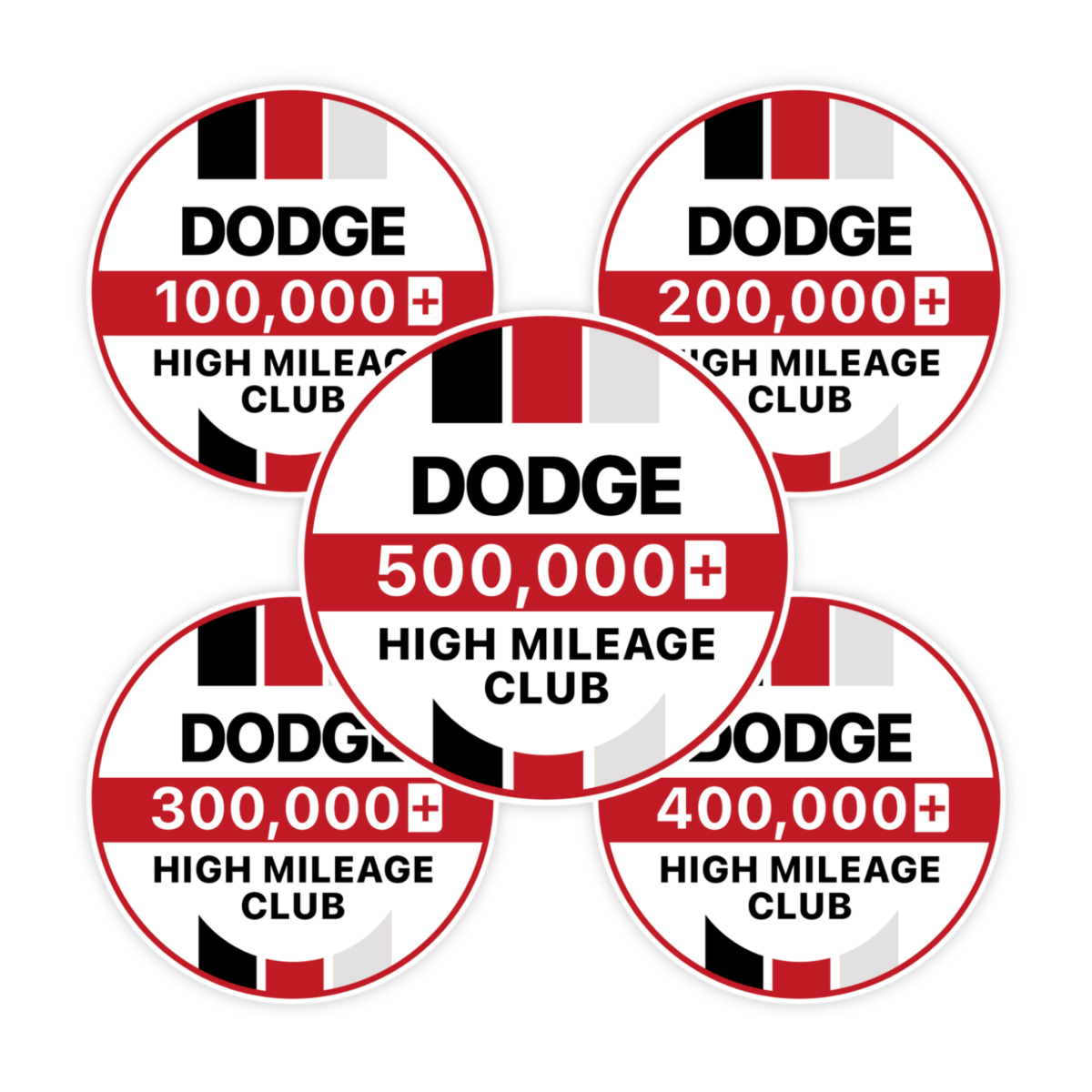 Dodge 100k, 200k, 300k, 400k, 500k Mileage Stickers - stickerbull