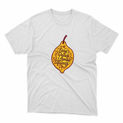 Easy Peasy Lemon Squeezy Shirt - stickerbullEasy Peasy Lemon Squeezy ShirtShirtsPrintifystickerbull34686666698965215168WhiteSa white t - shirt with a yellow and red pomegranate on it