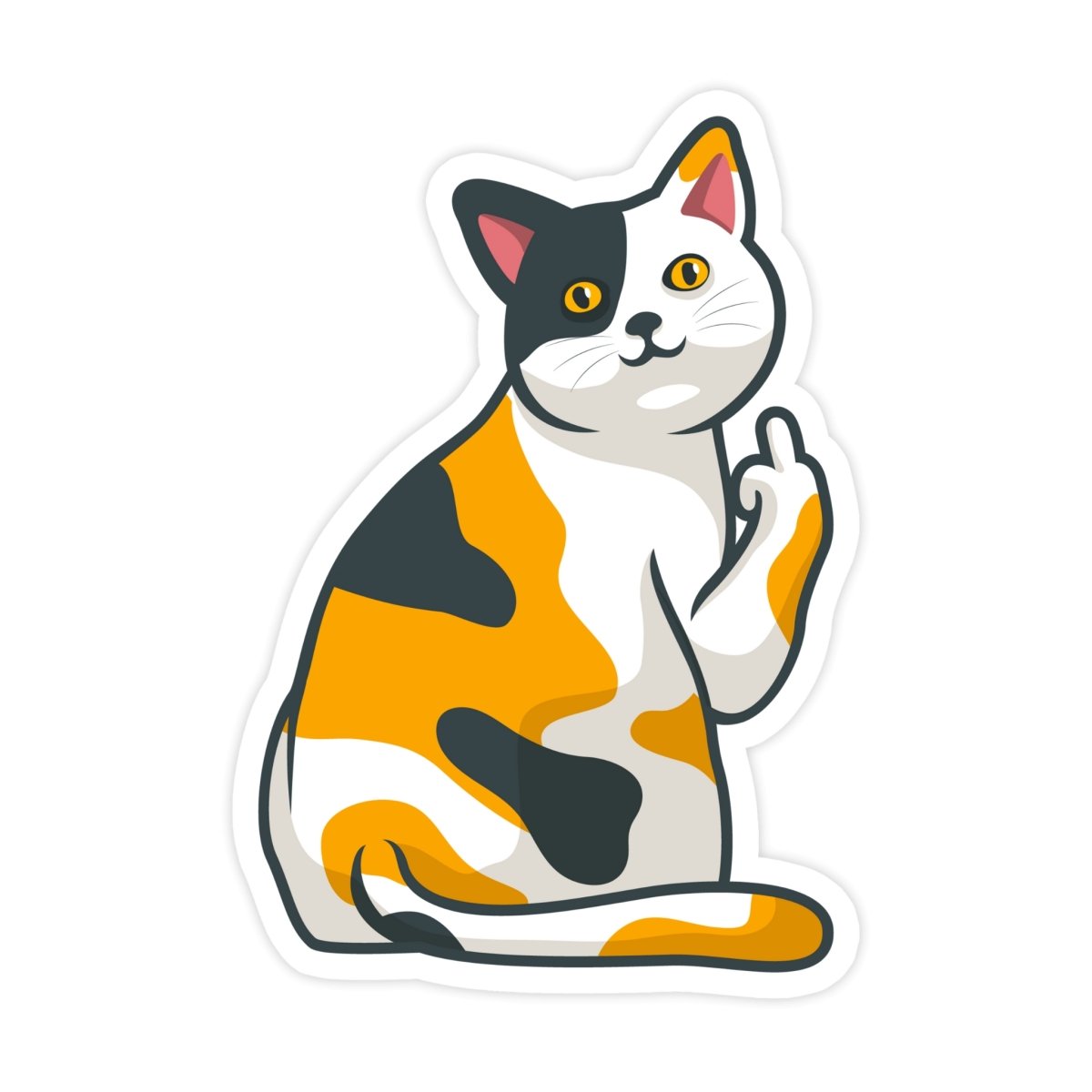 Flipping Off Middle Finger Tabby Cat Sticker - stickerbull