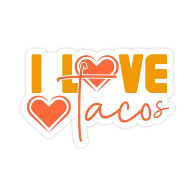 I Love Tacos Sticker - stickerbullI Love Tacos StickerRetail StickerstickerbullstickerbullTaylor_LoveTacos [#25]sticker that says I love tacos with a heart