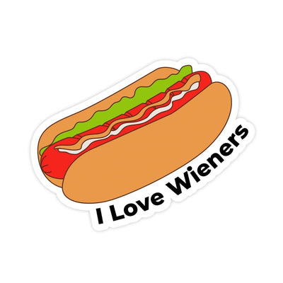 I Love Wieners Hot Dog Sticker - stickerbullI Love Wieners Hot Dog StickerRetail StickerstickerbullstickerbullTaylor_Wiener [#14]Hot dog sticker that says I Love wieners