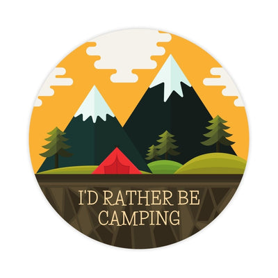 I'd Rather Be Camping Sticker - stickerbullI'd Rather Be Camping StickerRetail StickerstickerbullstickerbullSage_RatherBeCamping [#256]waterproof vinyl sticker! It features the phrase "I'd rather be camping!"