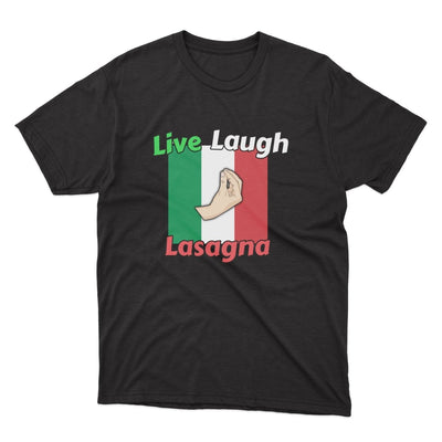 Live Laugh Lasagna Shirt - stickerbullLive Laugh Lasagna ShirtShirtsPrintifystickerbull24008717092968011021BlackSa black t - shirt that says live laugh lasagna