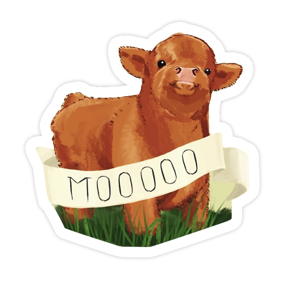 Moo Highland Cow Cute Animal Sticker - stickerbull