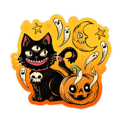 Mystic Black And Orange Cat Halloween Sticker - stickerbullMystic Black And Orange Cat Halloween StickerRetail StickerstickerbullstickerbullOrangeCat_Mystic Black And Orange Cat Halloween Sticker