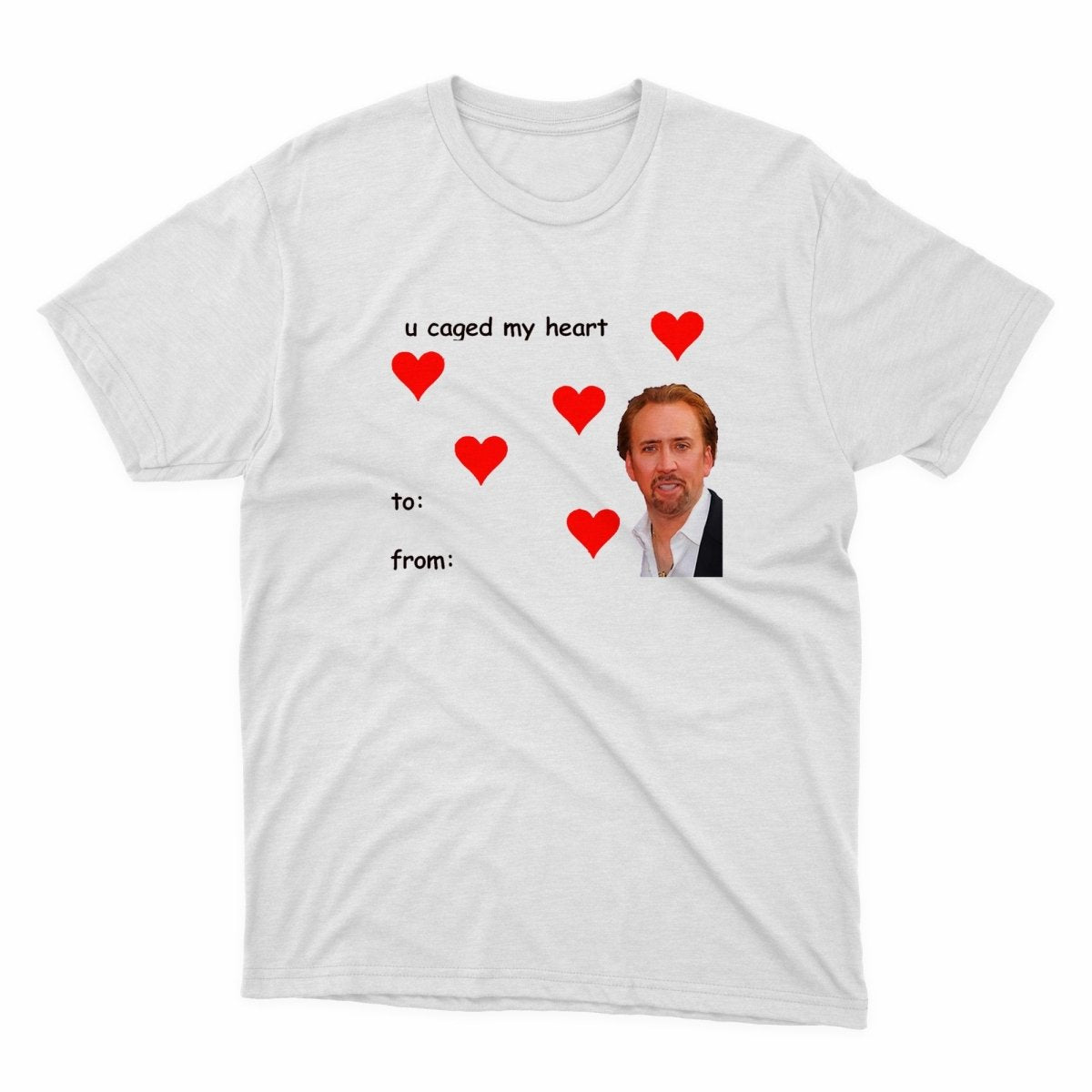 Nicolas Cage Caged My Heart Shirt - stickerbullNicolas Cage Caged My Heart ShirtShirtsPrintifystickerbull18835426492604395266WhiteSa t - shirt with a picture of a man with hearts on it
