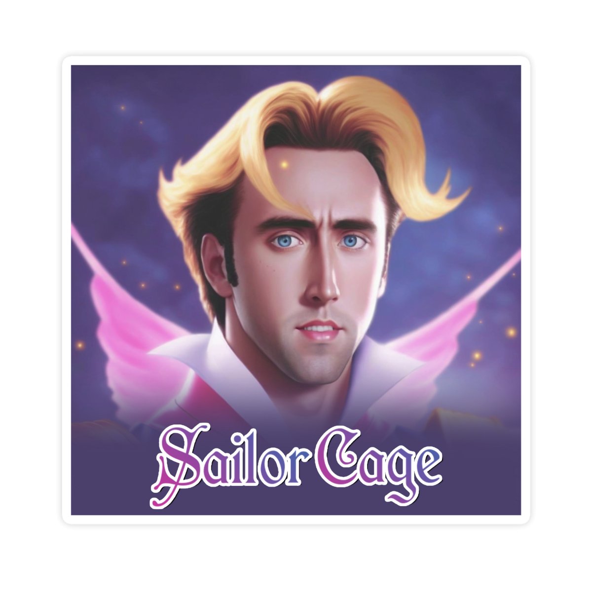 Sailor Cage Sailor Moon Funny Nicolas Cage Sticker - stickerbull