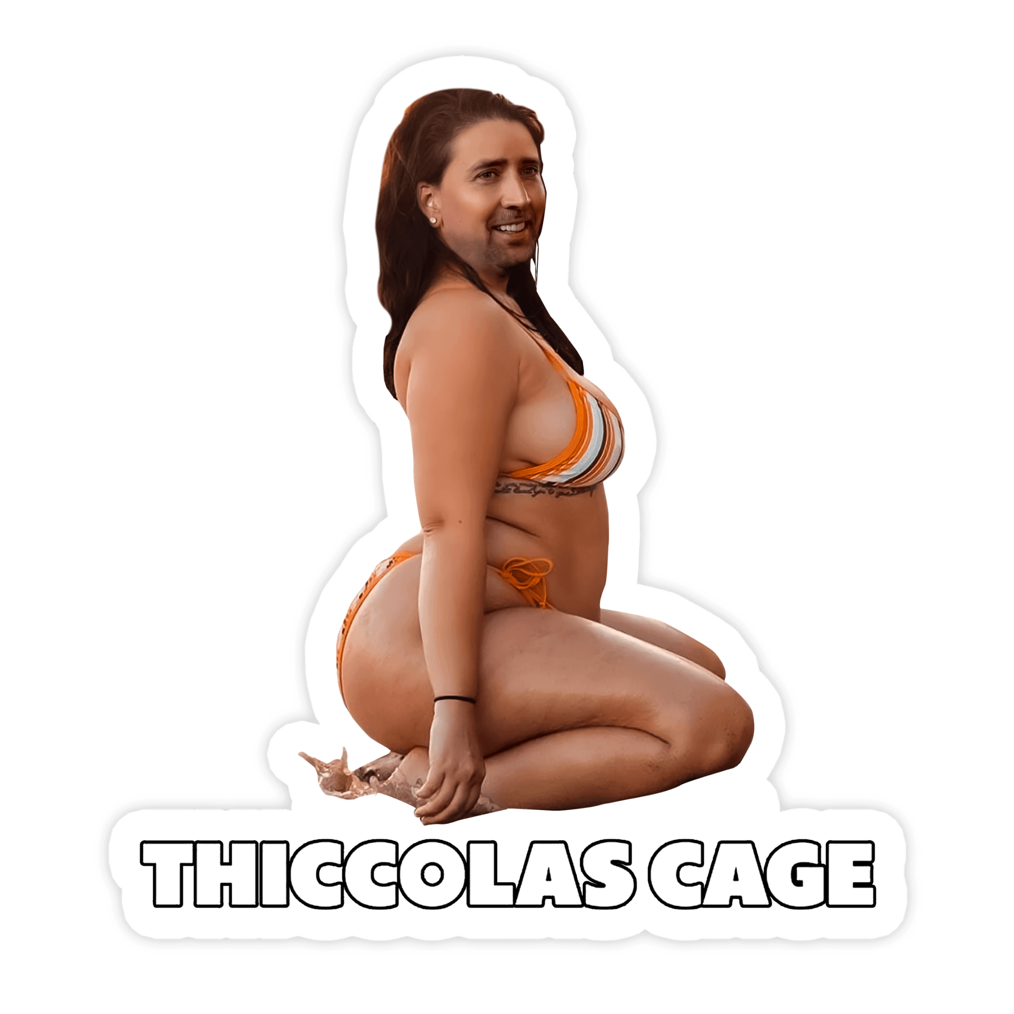 Thiccolas Cage Sticker Nicolas Cage Meme Sticker - stickerbull