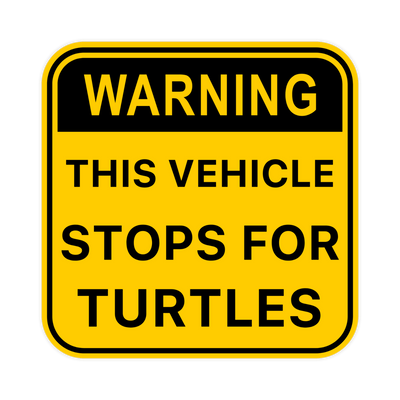This Vehicle Stops For Turtles Sticker - stickerbullThis Vehicle Stops For Turtles StickerRetail StickerstickerbullstickerbullStopForTurtles_#139This Vehicle Stops For Turtles Sticker