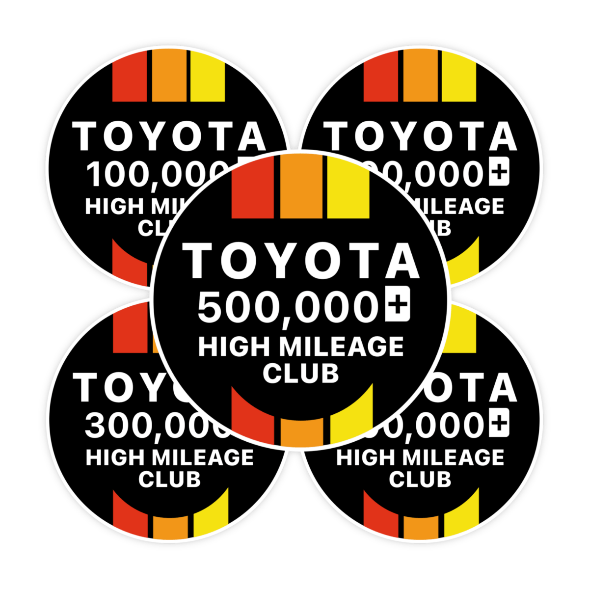 Toyota 100k, 200k, 300k, 400, 500k High Mileage Decal Sticker Bundle - stickerbull