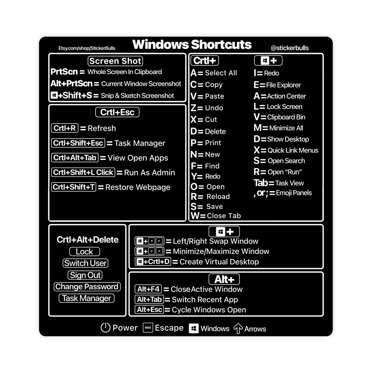 Windows 11, Windows 10, Any Windows Intel OS Shortcut Sticker [Works With All WindowsLaptops] - stickerbull