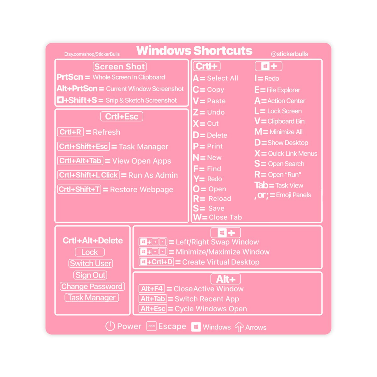 Windows 11, Windows 10, Any Windows Intel OS Shortcut Sticker [Works With All WindowsLaptops] - stickerbull