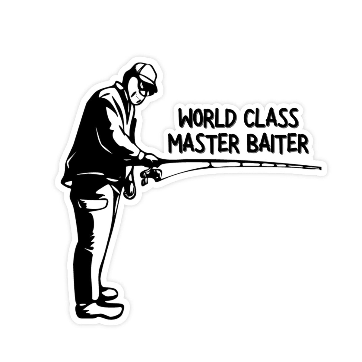 World Class Master Baiter Fishing Guy Meme Sticker - stickerbull